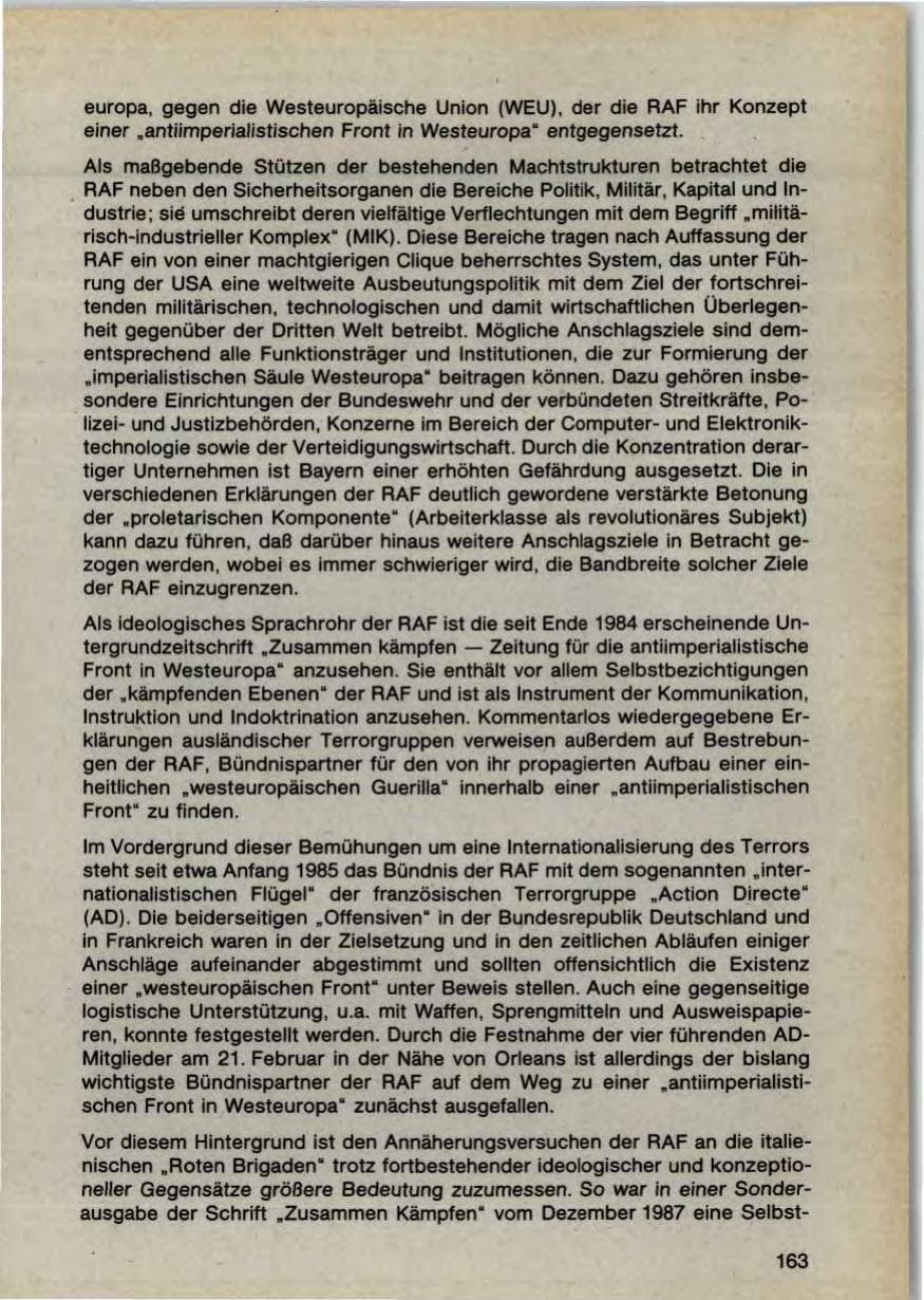 Seite 165 des Verfassungsschutzbericht 1987 Bayern