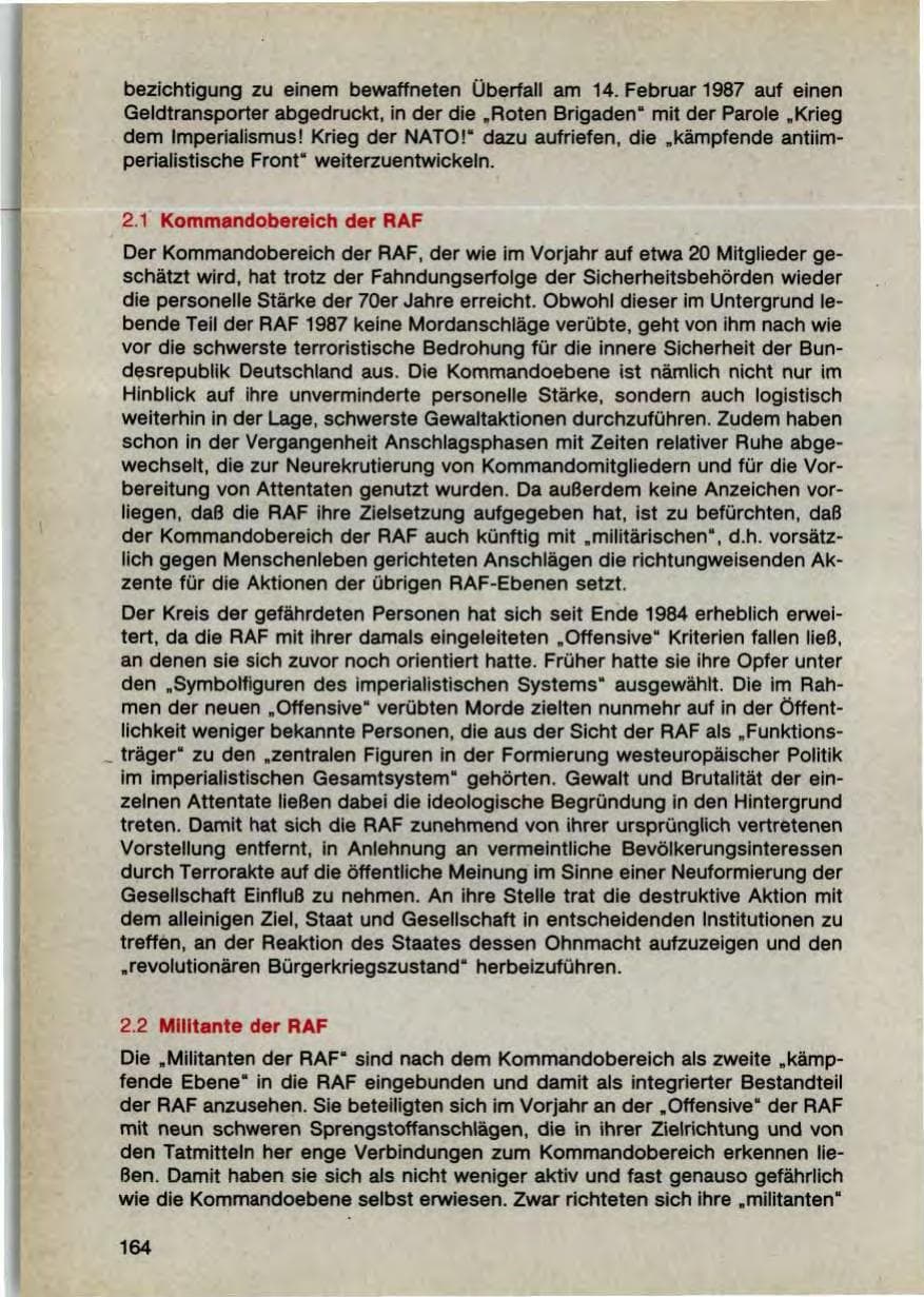 Seite 166 des Verfassungsschutzbericht 1987 Bayern