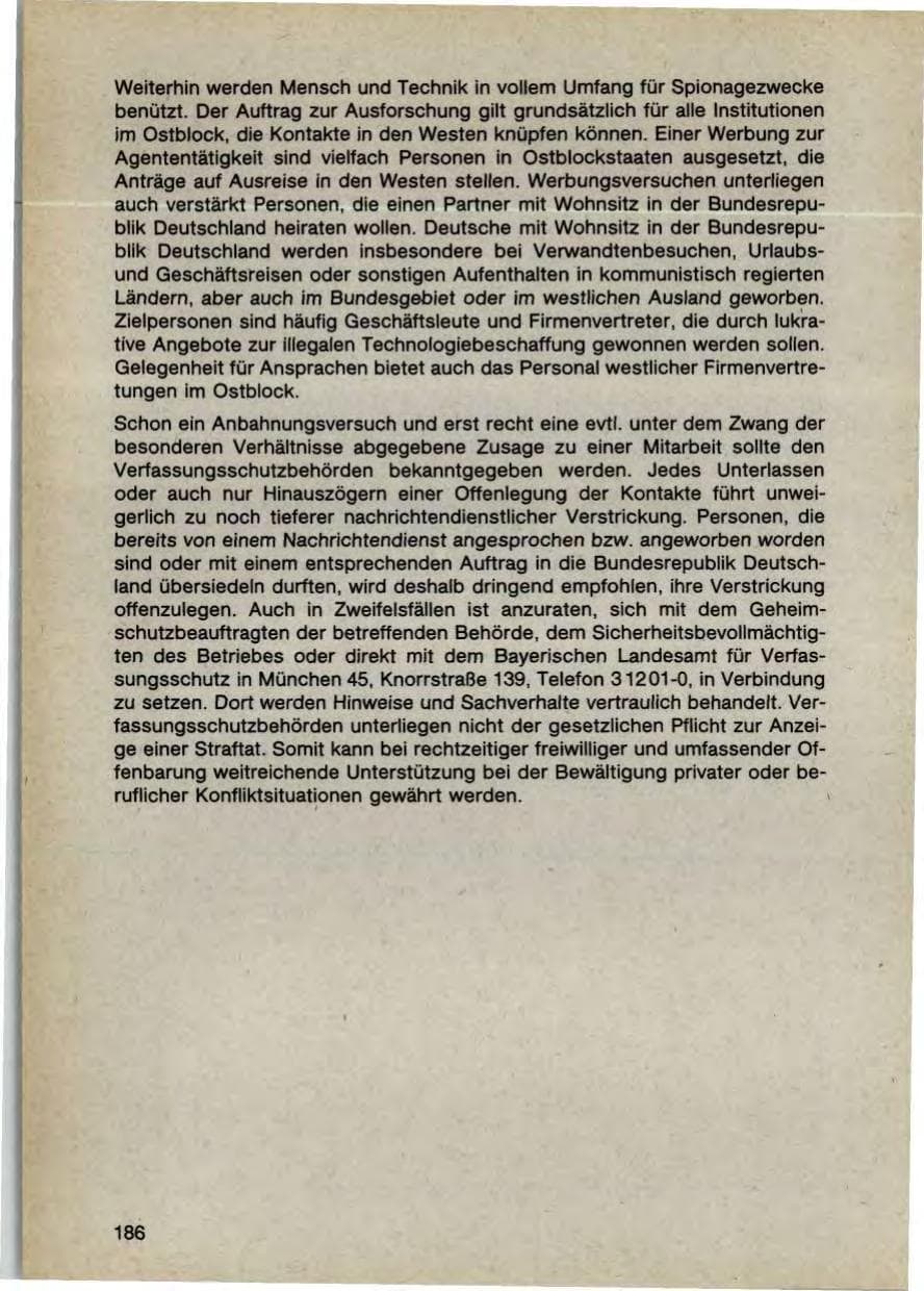 Seite 188 des Verfassungsschutzbericht 1987 Bayern