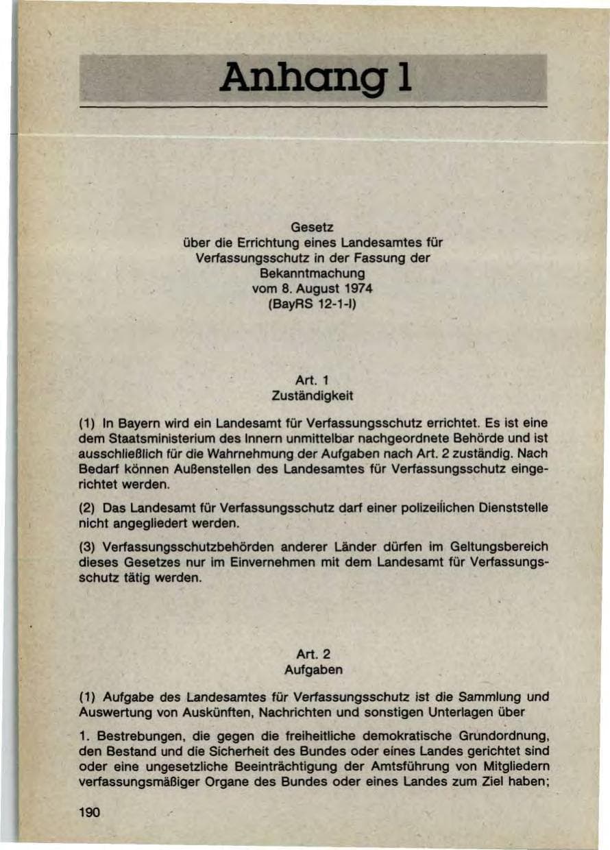 Seite 192 des Verfassungsschutzbericht 1987 Bayern