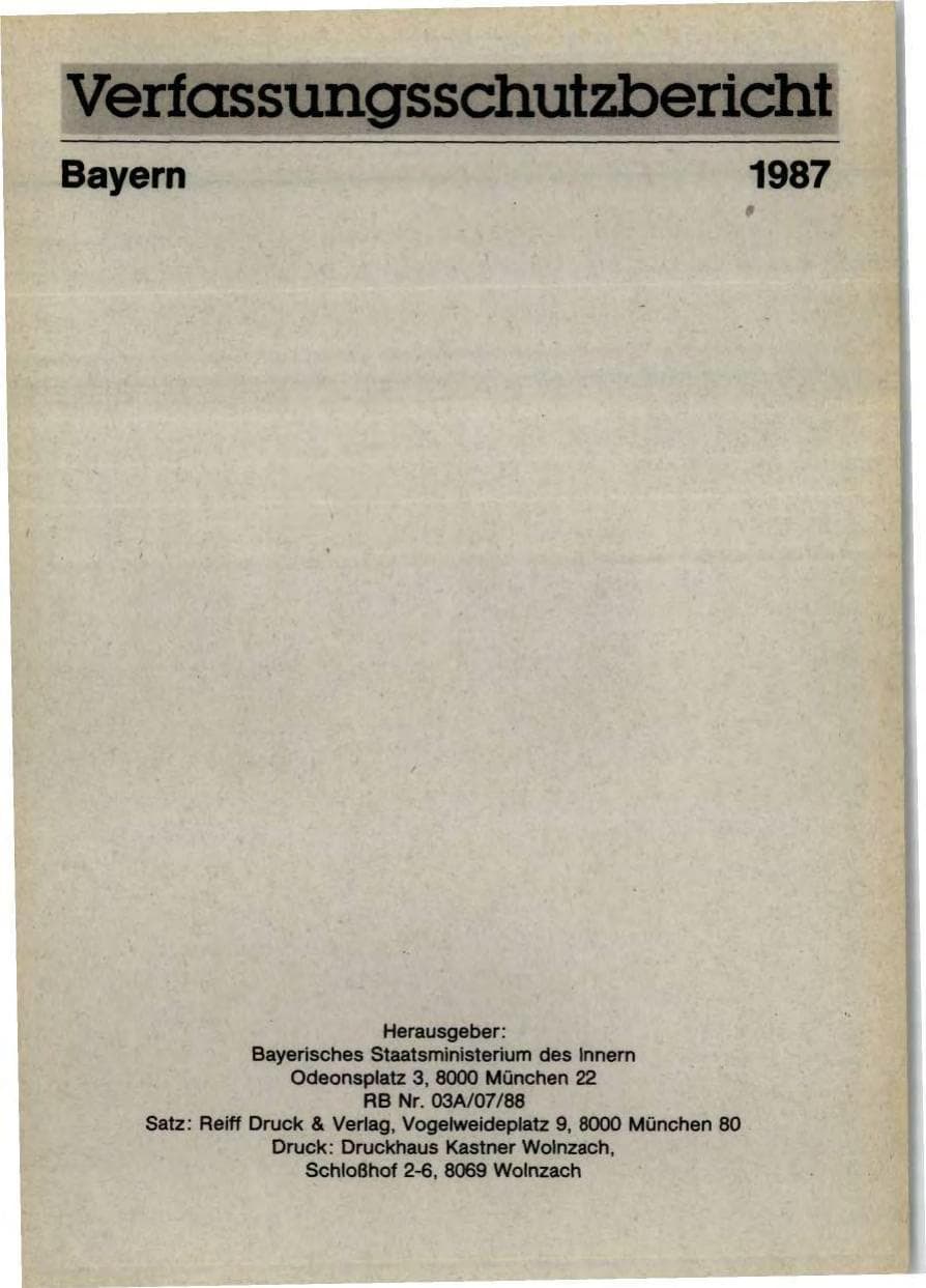 Seite 3 des Verfassungsschutzbericht 1987 Bayern
