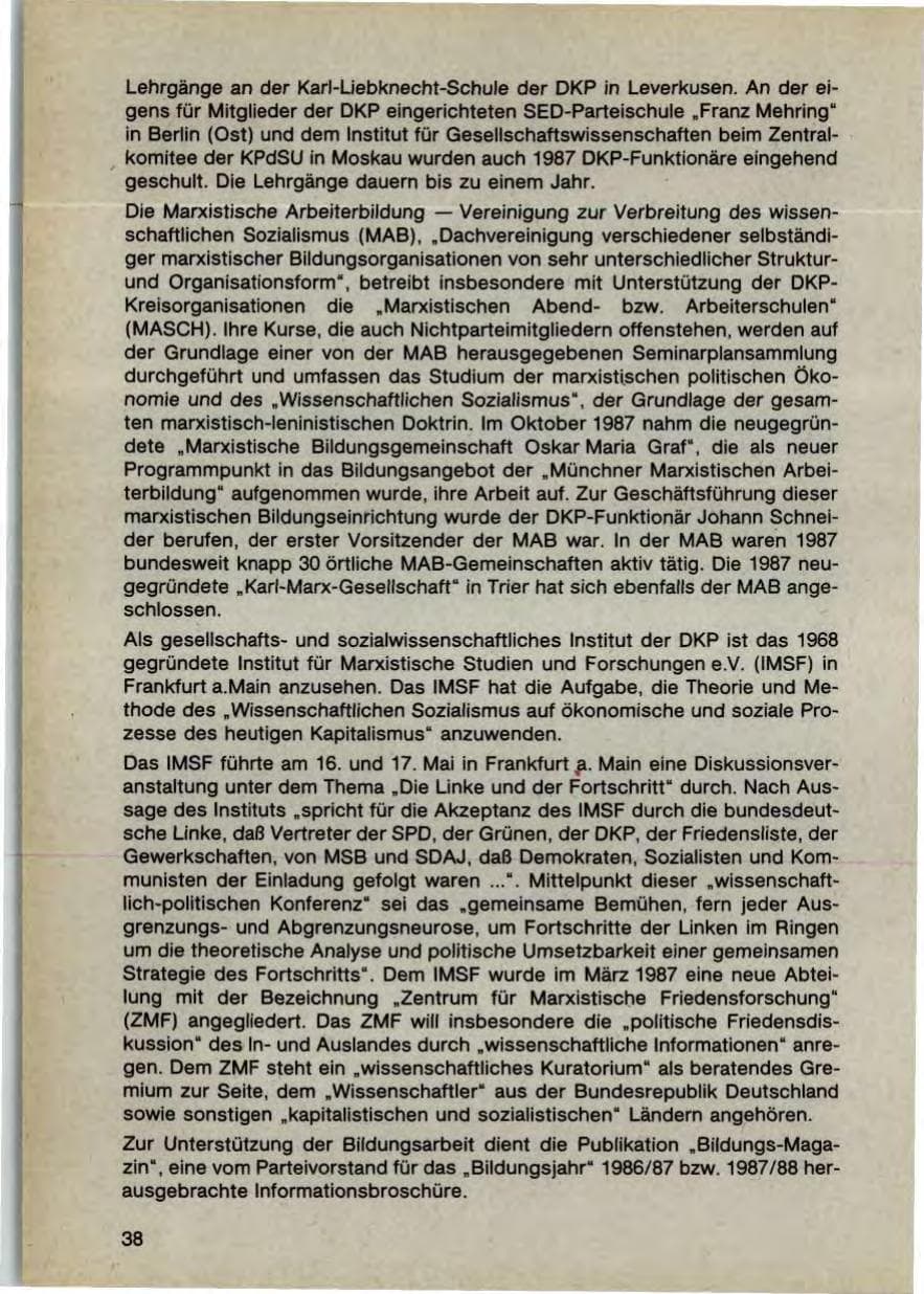 Seite 40 des Verfassungsschutzbericht 1987 Bayern