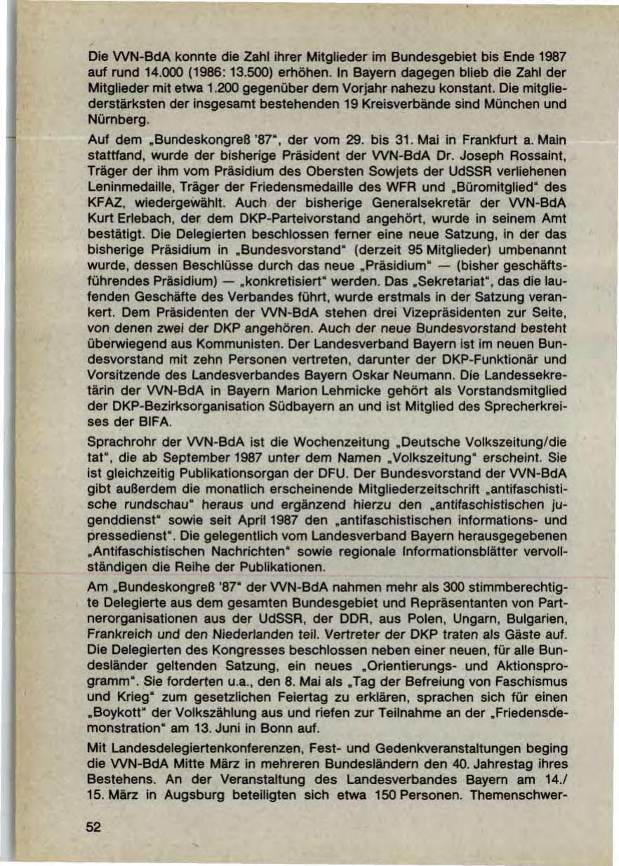 Seite 54 des Verfassungsschutzbericht 1987 Bayern