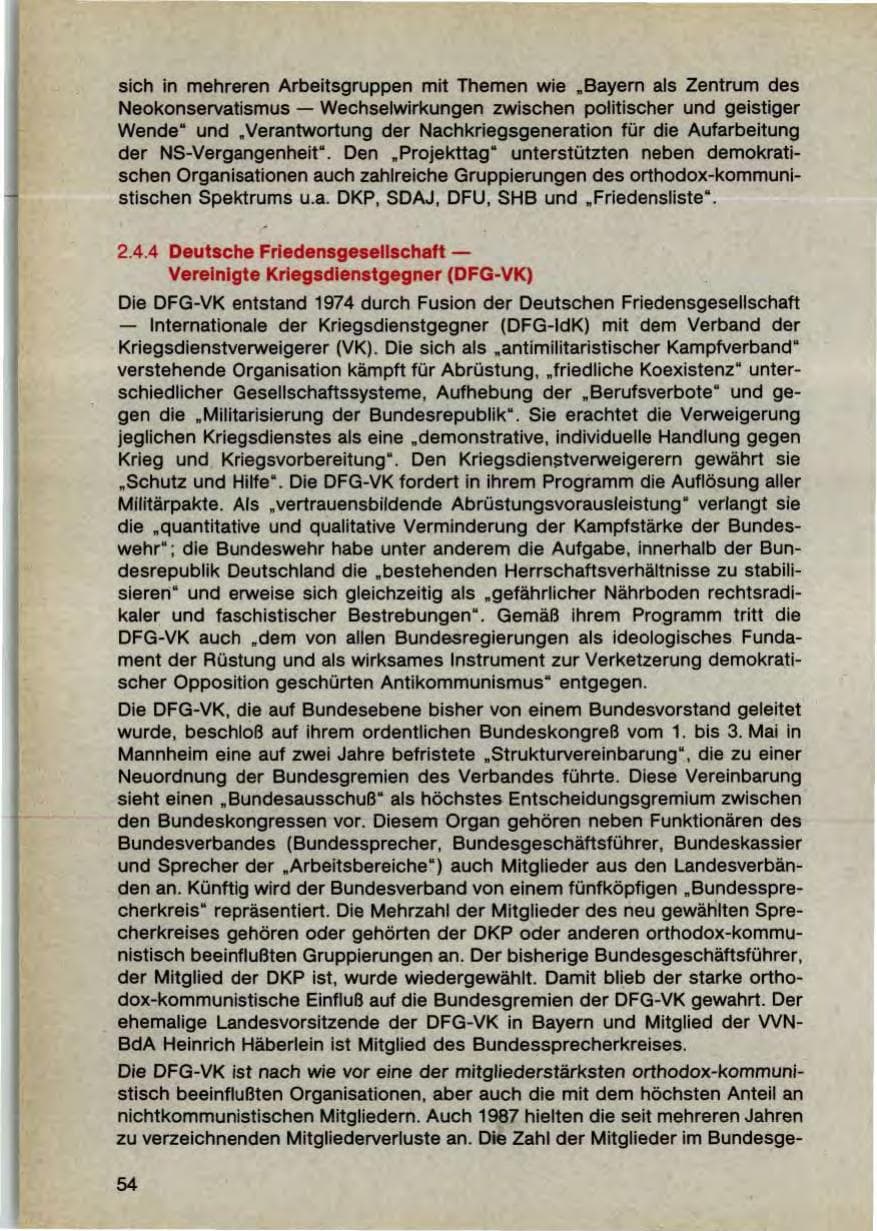 Seite 56 des Verfassungsschutzbericht 1987 Bayern