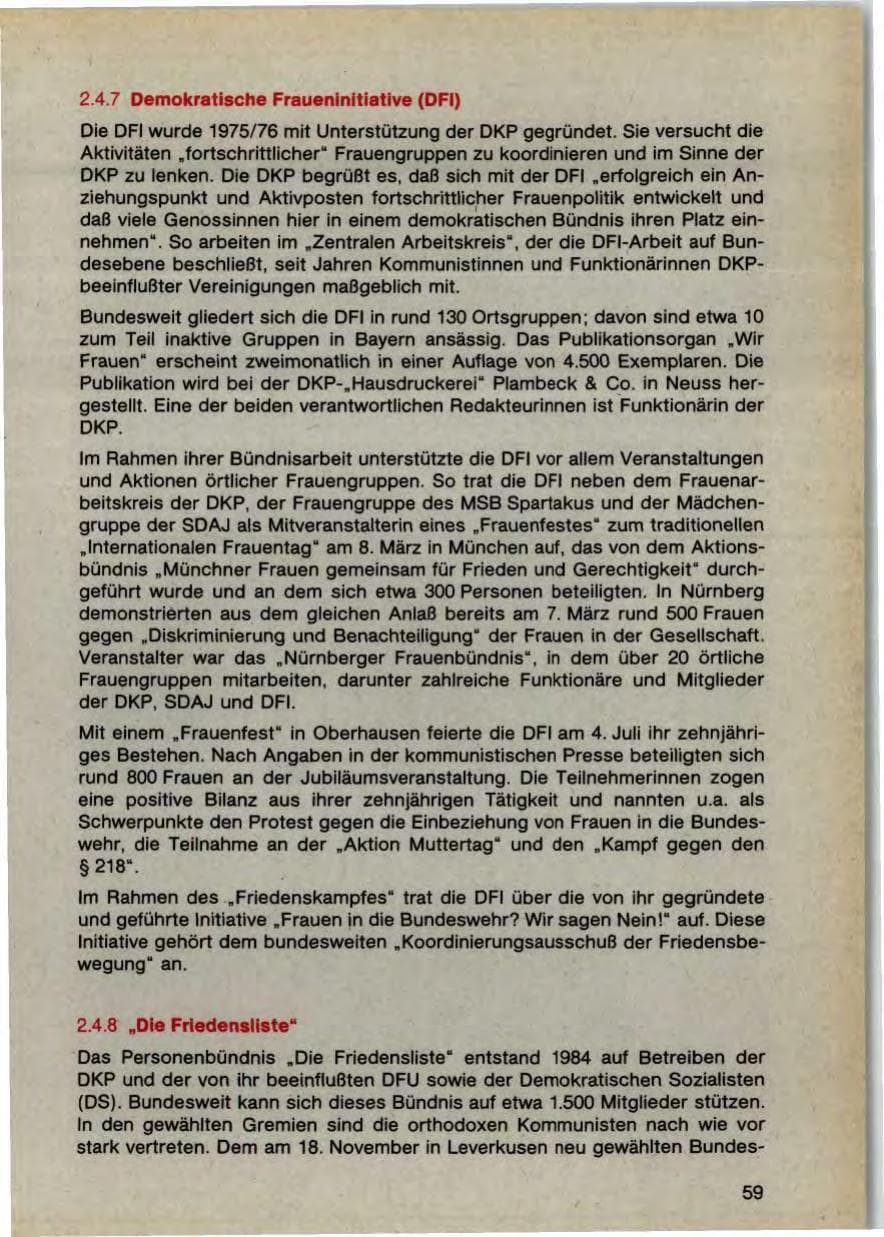 Seite 61 des Verfassungsschutzbericht 1987 Bayern