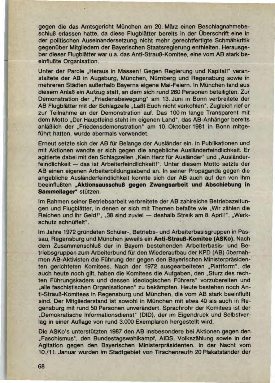 Seite 70 des Verfassungsschutzbericht 1987 Bayern