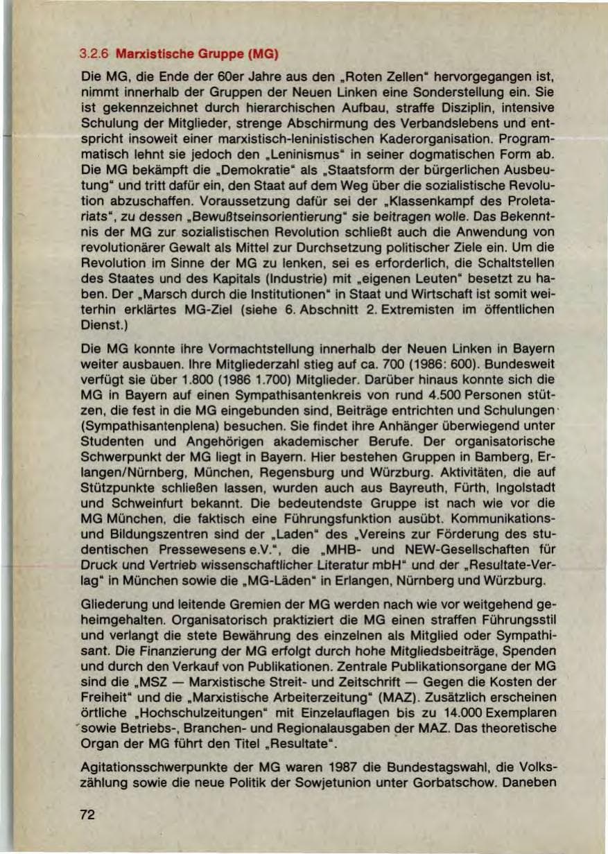 Seite 74 des Verfassungsschutzbericht 1987 Bayern