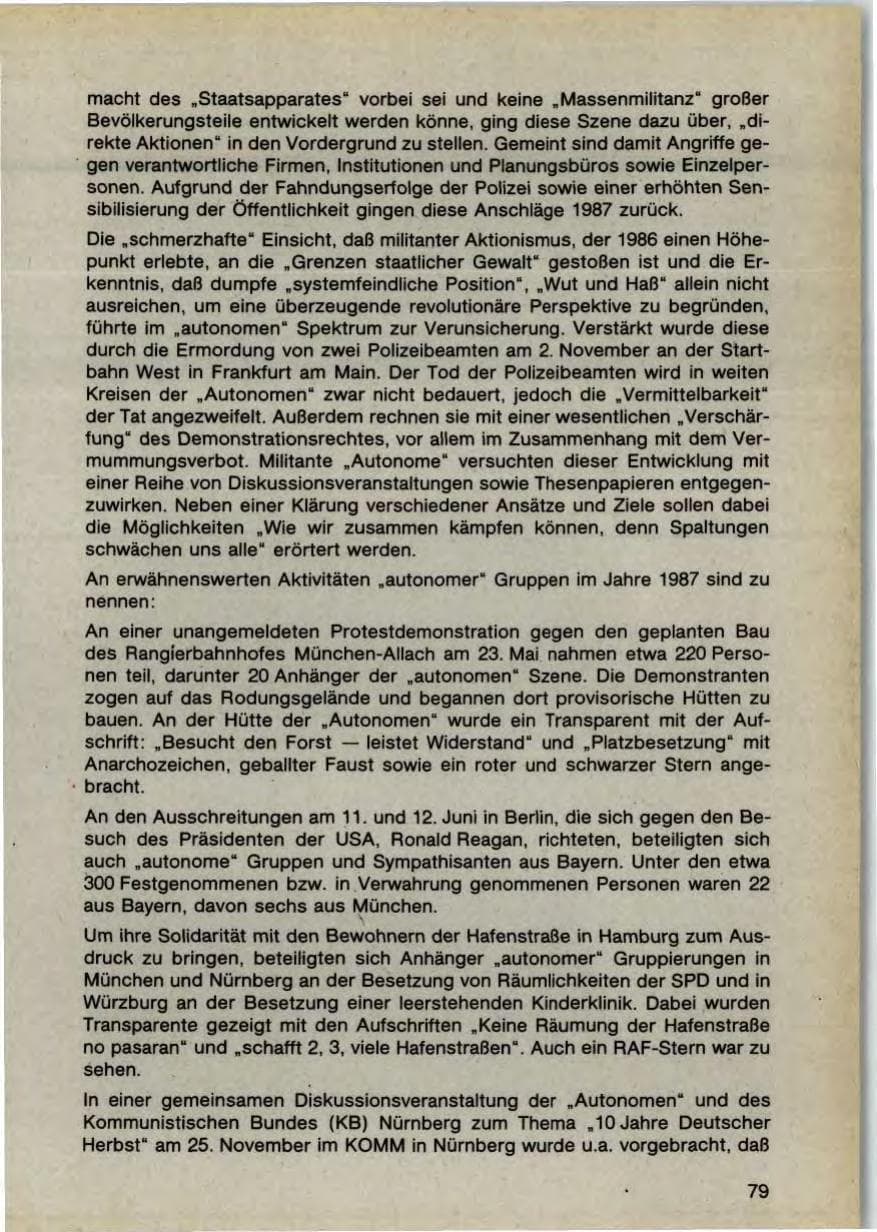 Seite 81 des Verfassungsschutzbericht 1987 Bayern
