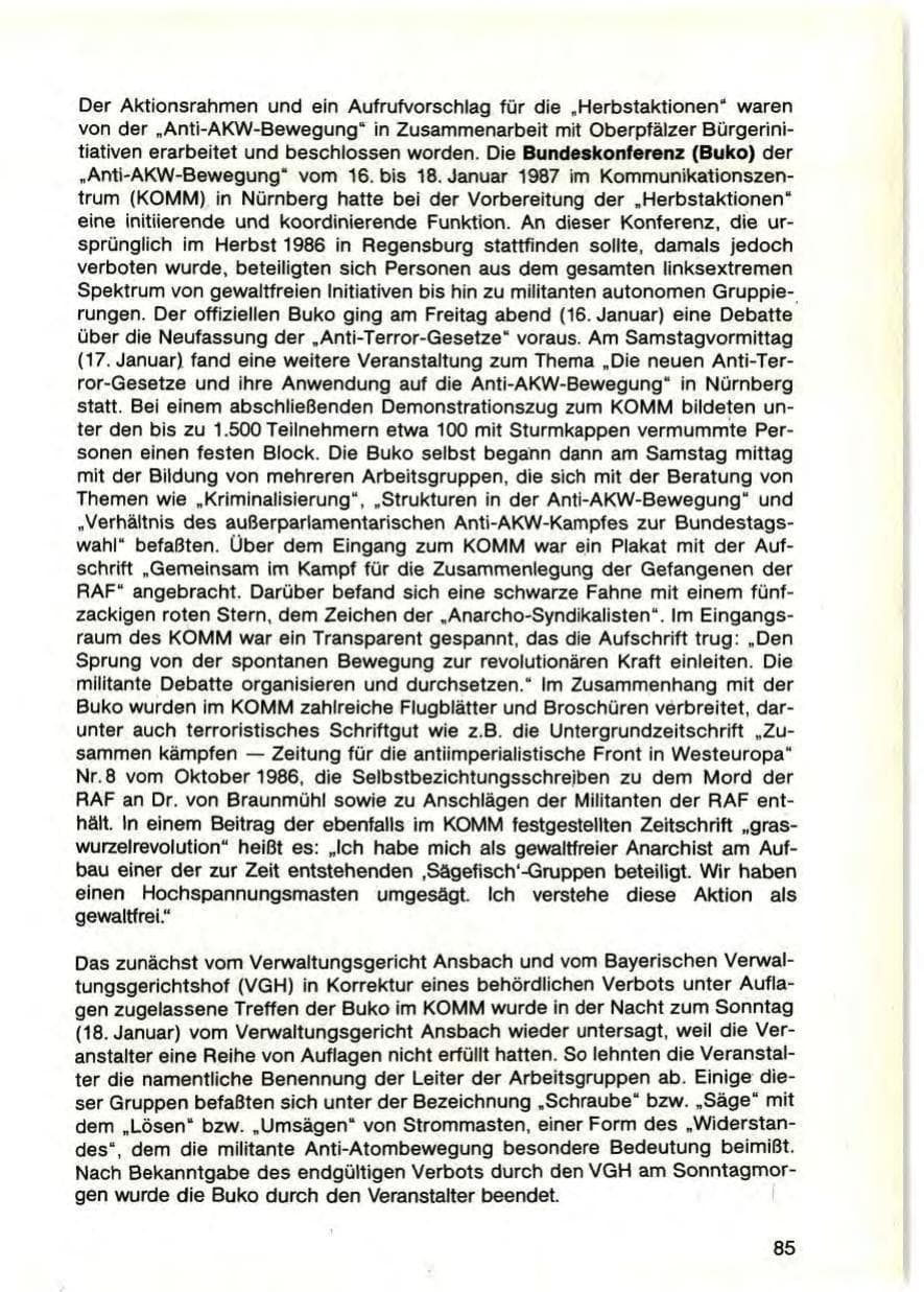 Seite 87 des Verfassungsschutzbericht 1987 Bayern