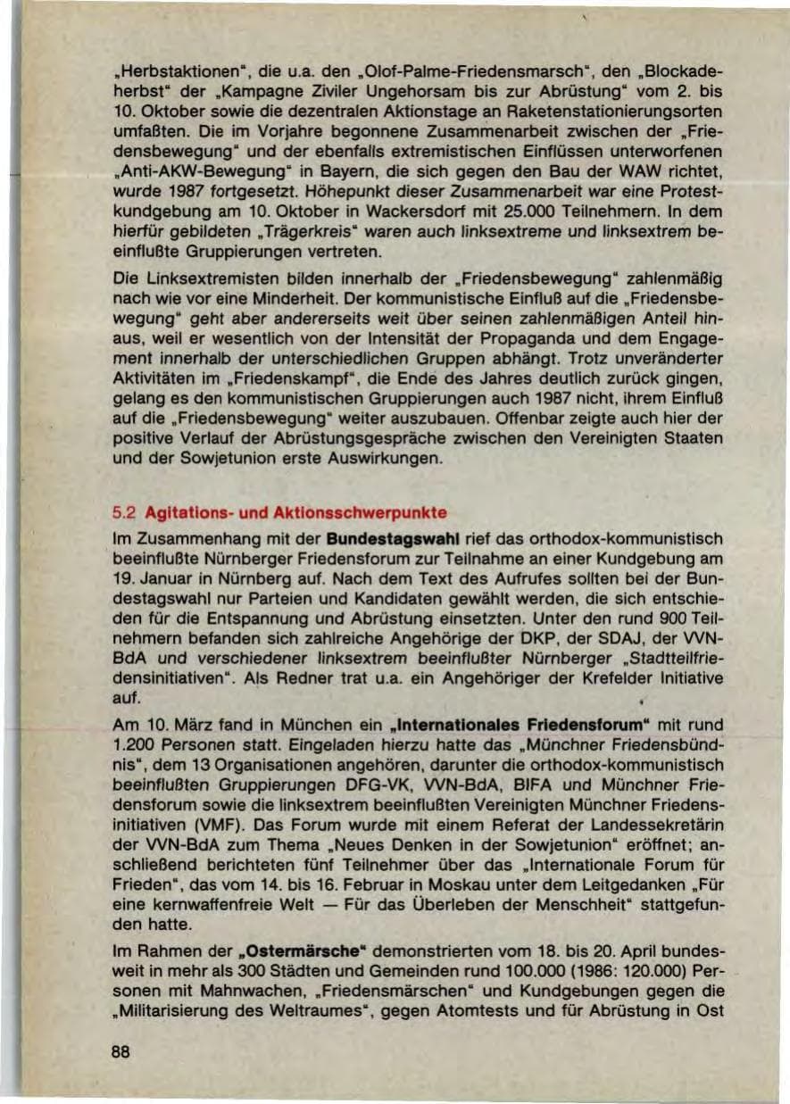 Seite 90 des Verfassungsschutzbericht 1987 Bayern