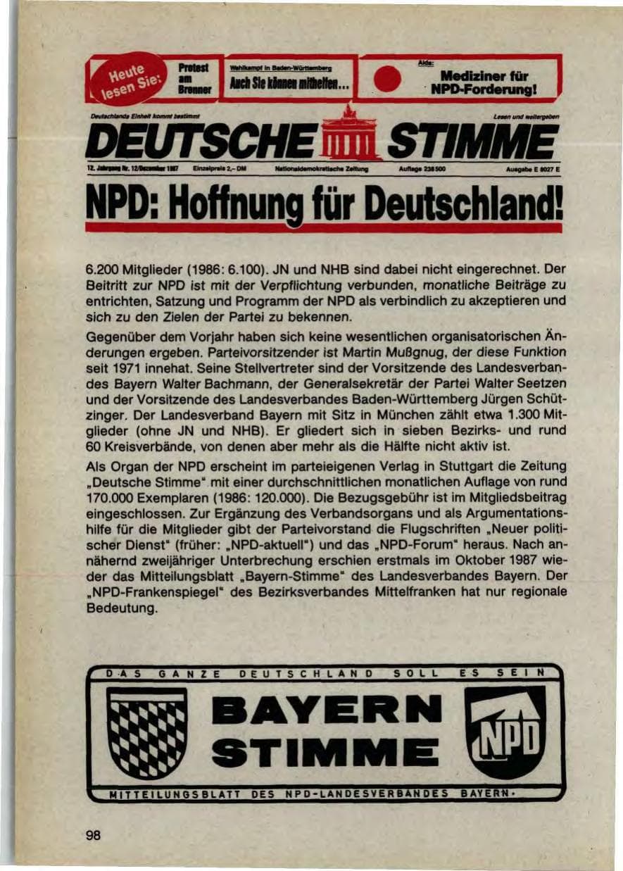 Seite 100 des Verfassungsschutzbericht 1987 Bayern