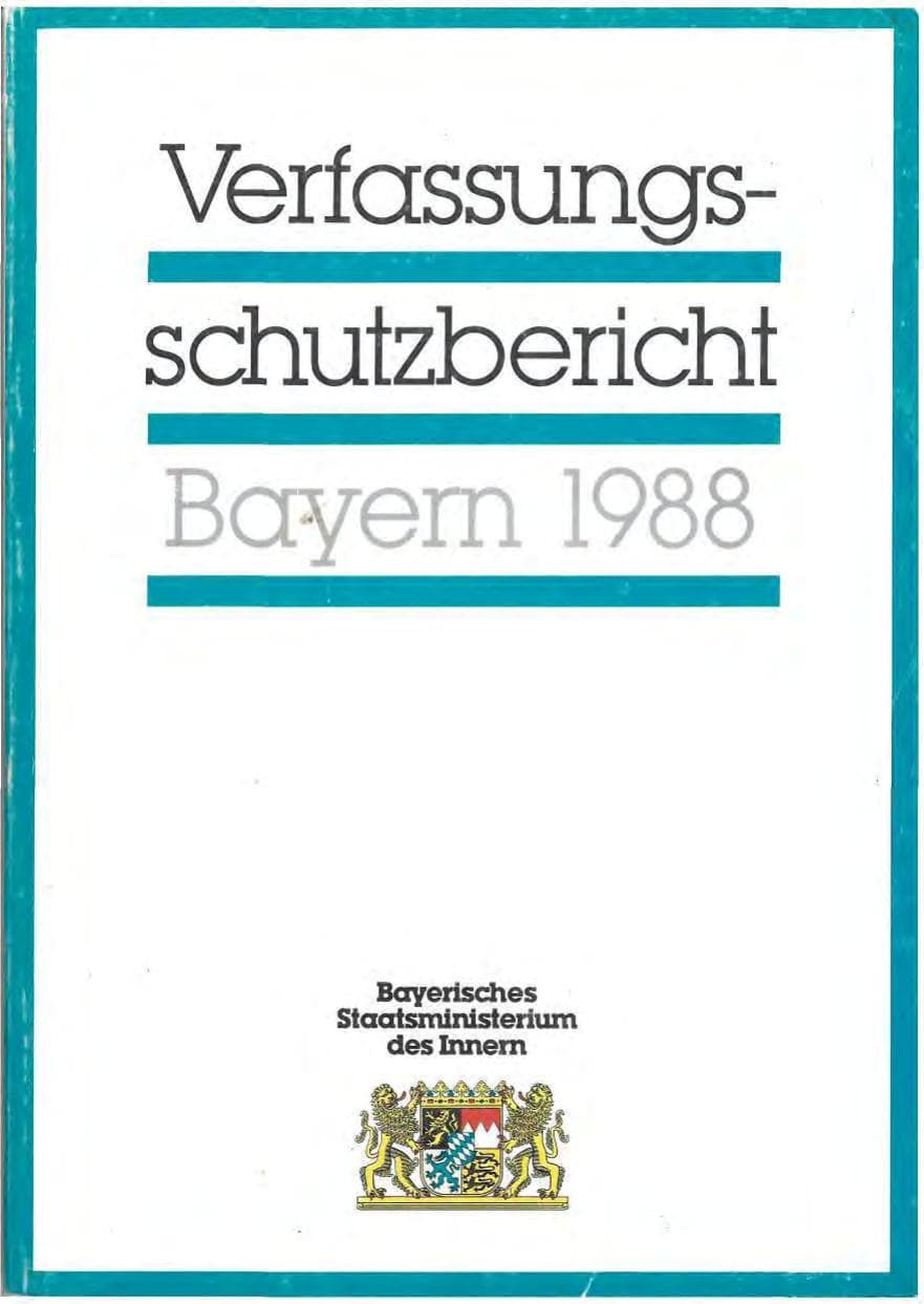 Seite 1 des Verfassungsschutzbericht 1988 Bayern