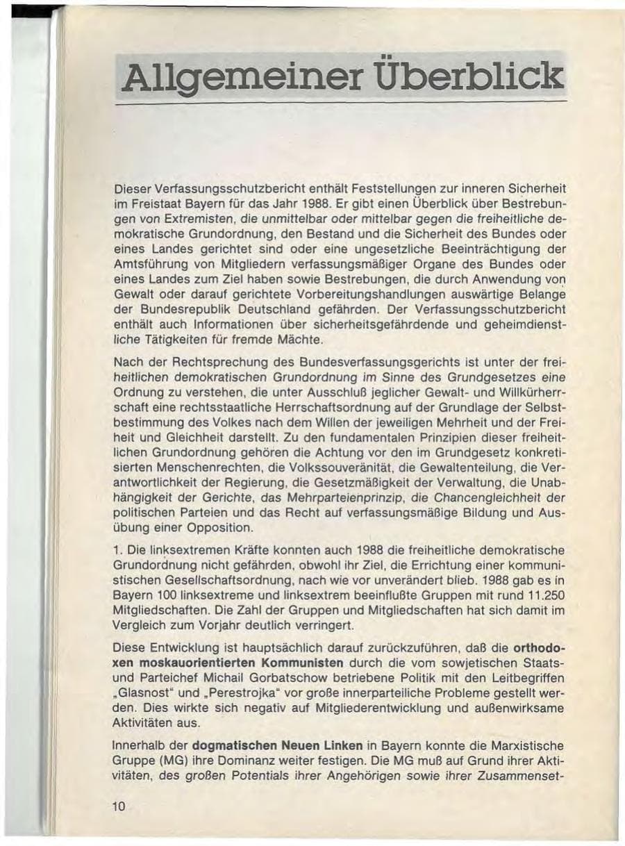 Seite 12 des Verfassungsschutzbericht 1988 Bayern