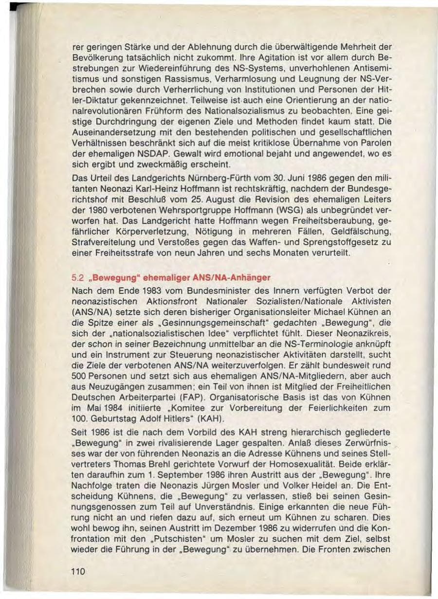 Seite 112 des Verfassungsschutzbericht 1988 Bayern