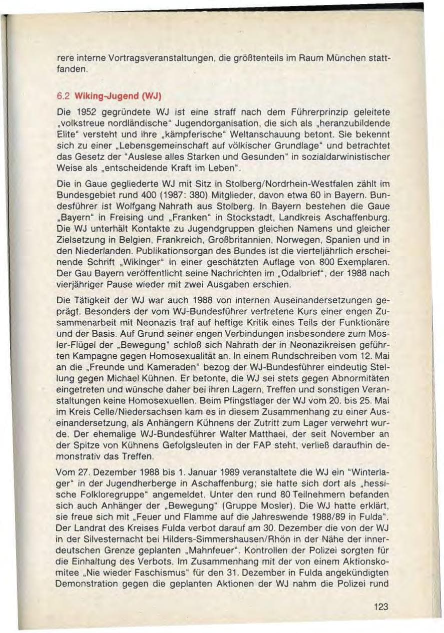 Seite 125 des Verfassungsschutzbericht 1988 Bayern