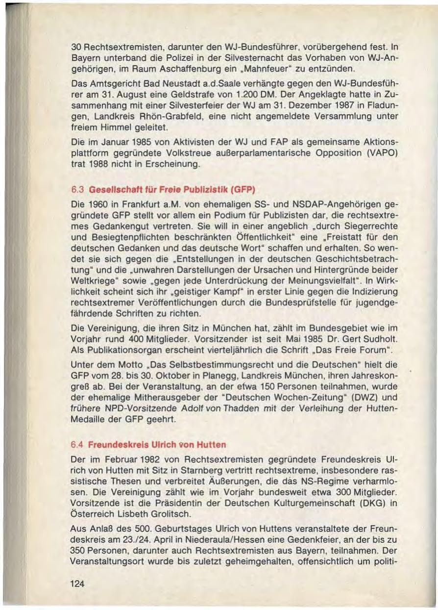 Seite 126 des Verfassungsschutzbericht 1988 Bayern