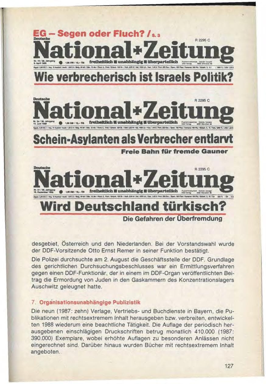 Seite 129 des Verfassungsschutzbericht 1988 Bayern