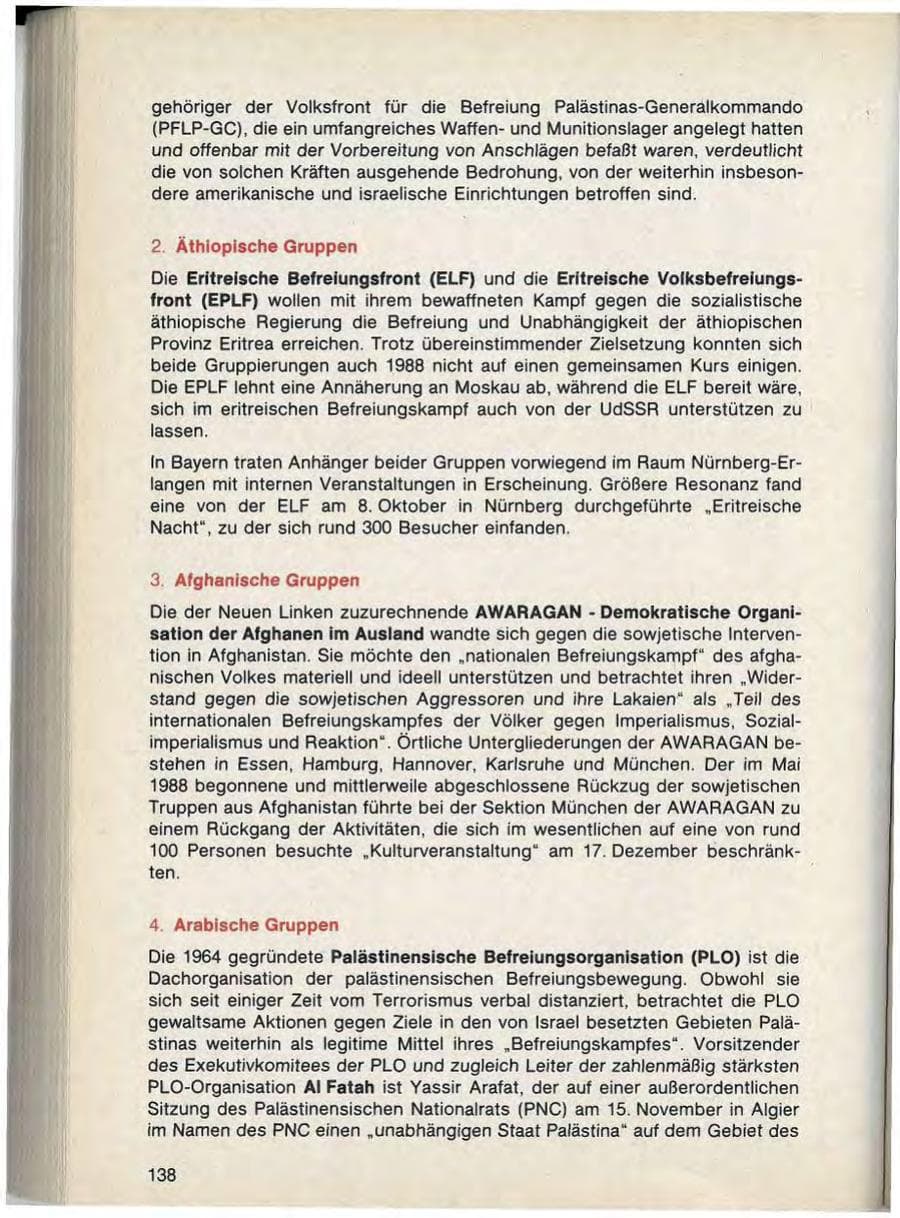 Seite 140 des Verfassungsschutzbericht 1988 Bayern