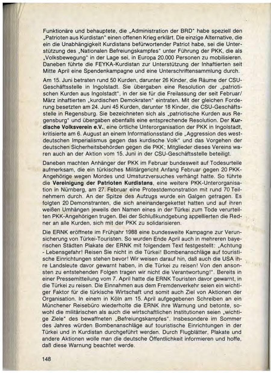 Seite 150 des Verfassungsschutzbericht 1988 Bayern