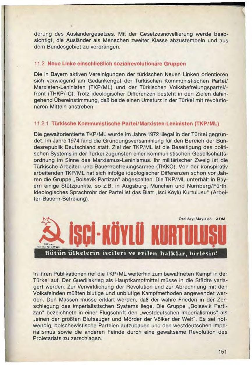 Seite 153 des Verfassungsschutzbericht 1988 Bayern