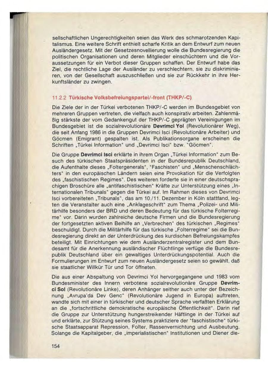 Seite 156 des Verfassungsschutzbericht 1988 Bayern