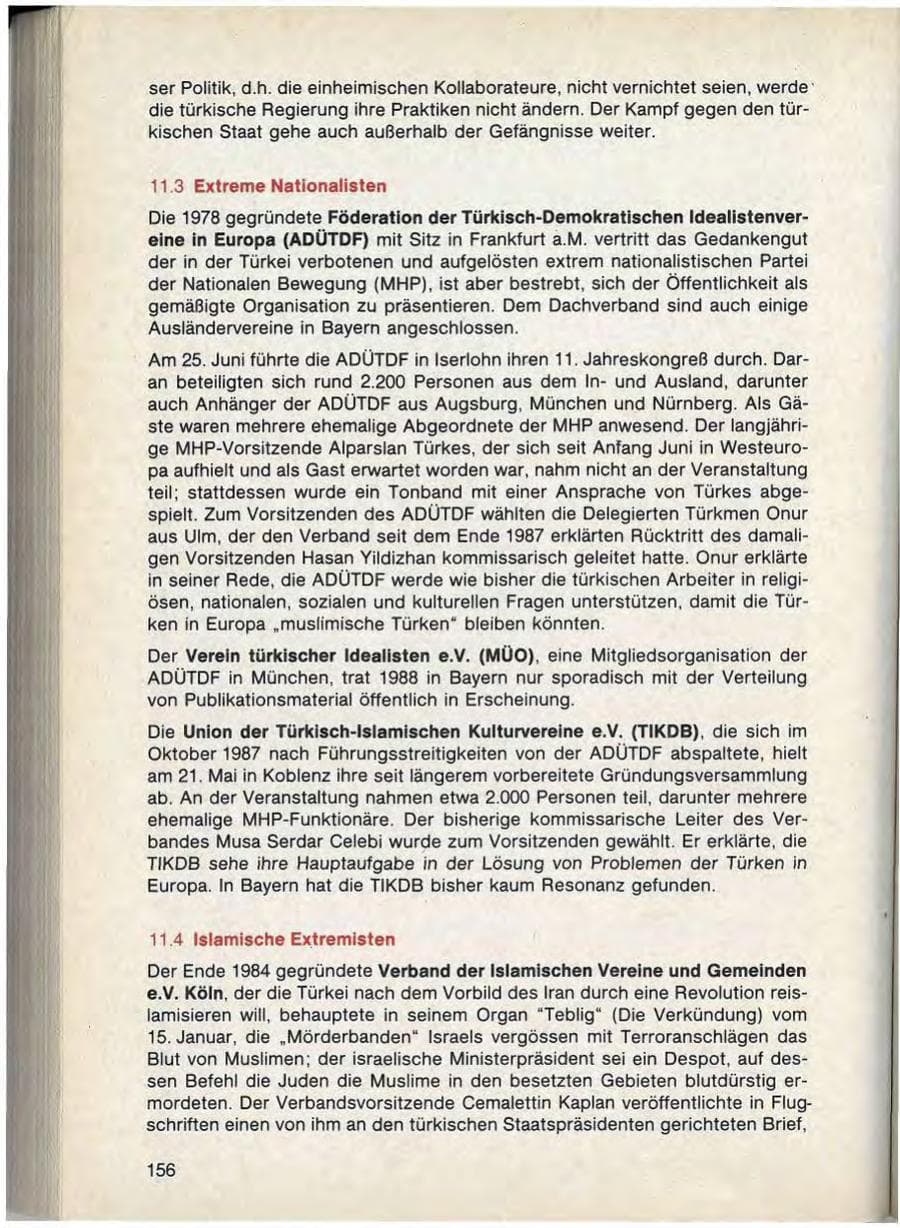 Seite 158 des Verfassungsschutzbericht 1988 Bayern