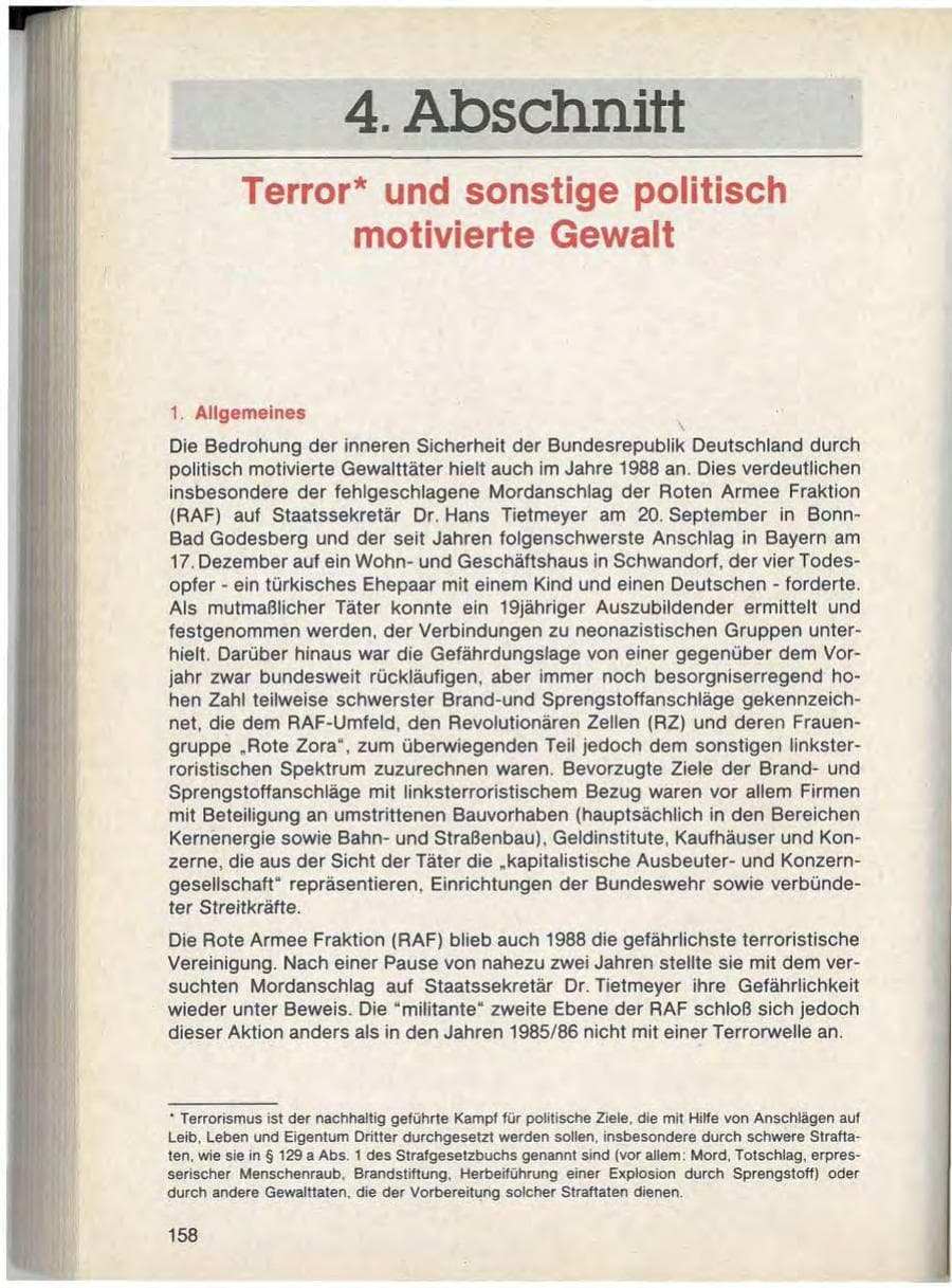 Seite 160 des Verfassungsschutzbericht 1988 Bayern
