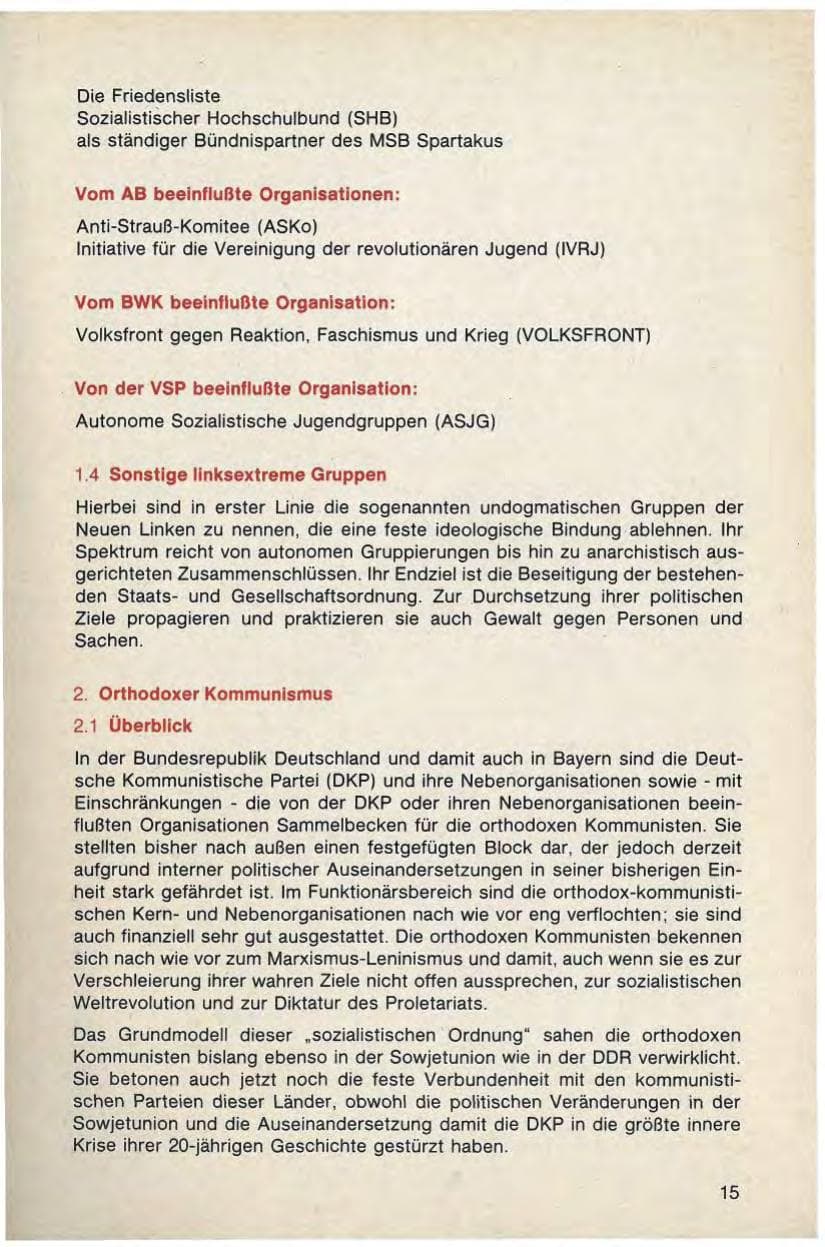 Seite 17 des Verfassungsschutzbericht 1988 Bayern