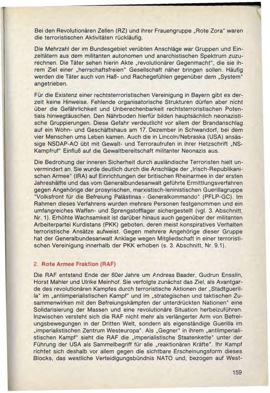 Seite 161 des Verfassungsschutzbericht 1988 Bayern