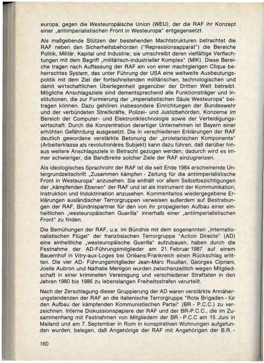 Seite 162 des Verfassungsschutzbericht 1988 Bayern