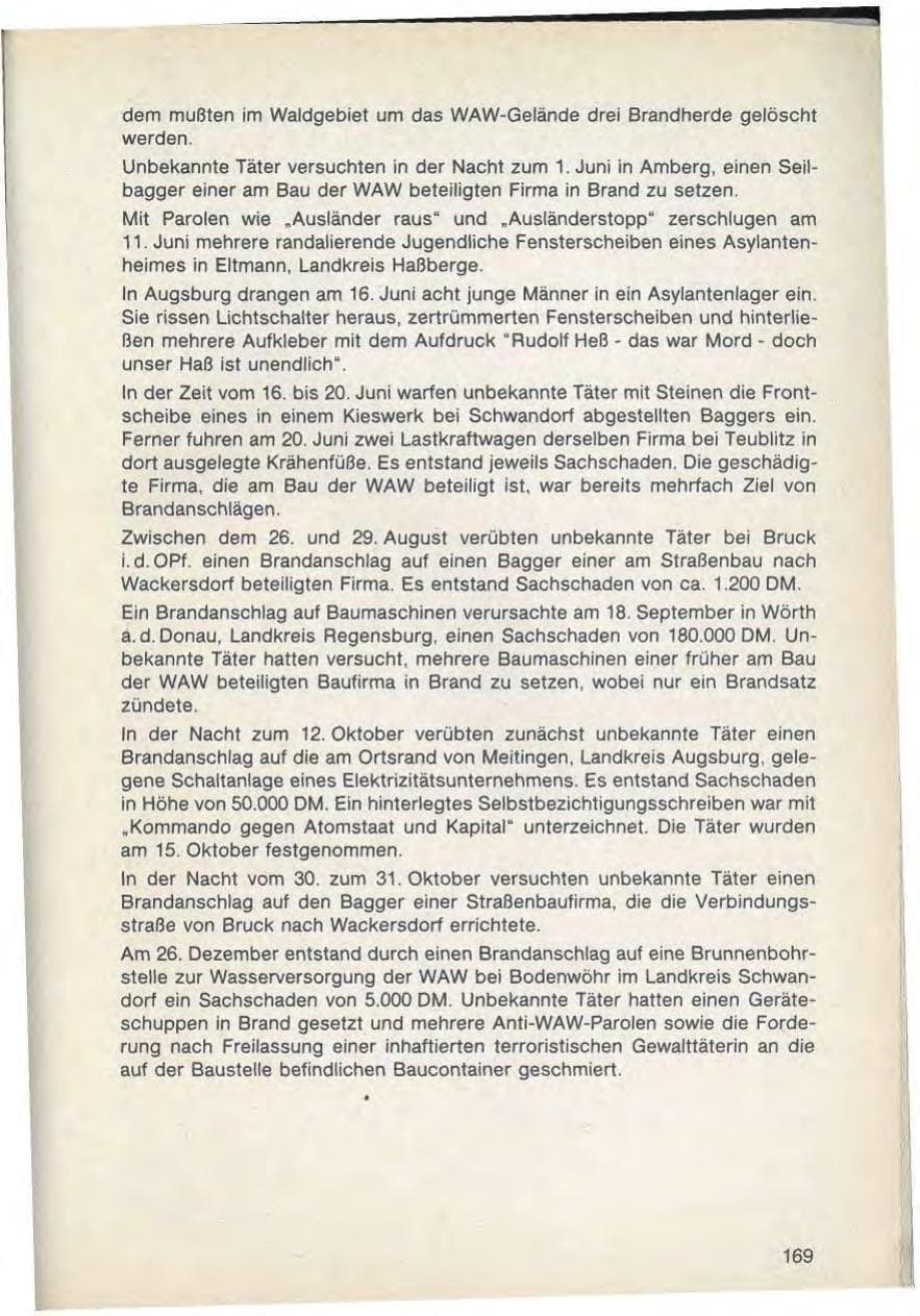 Seite 171 des Verfassungsschutzbericht 1988 Bayern