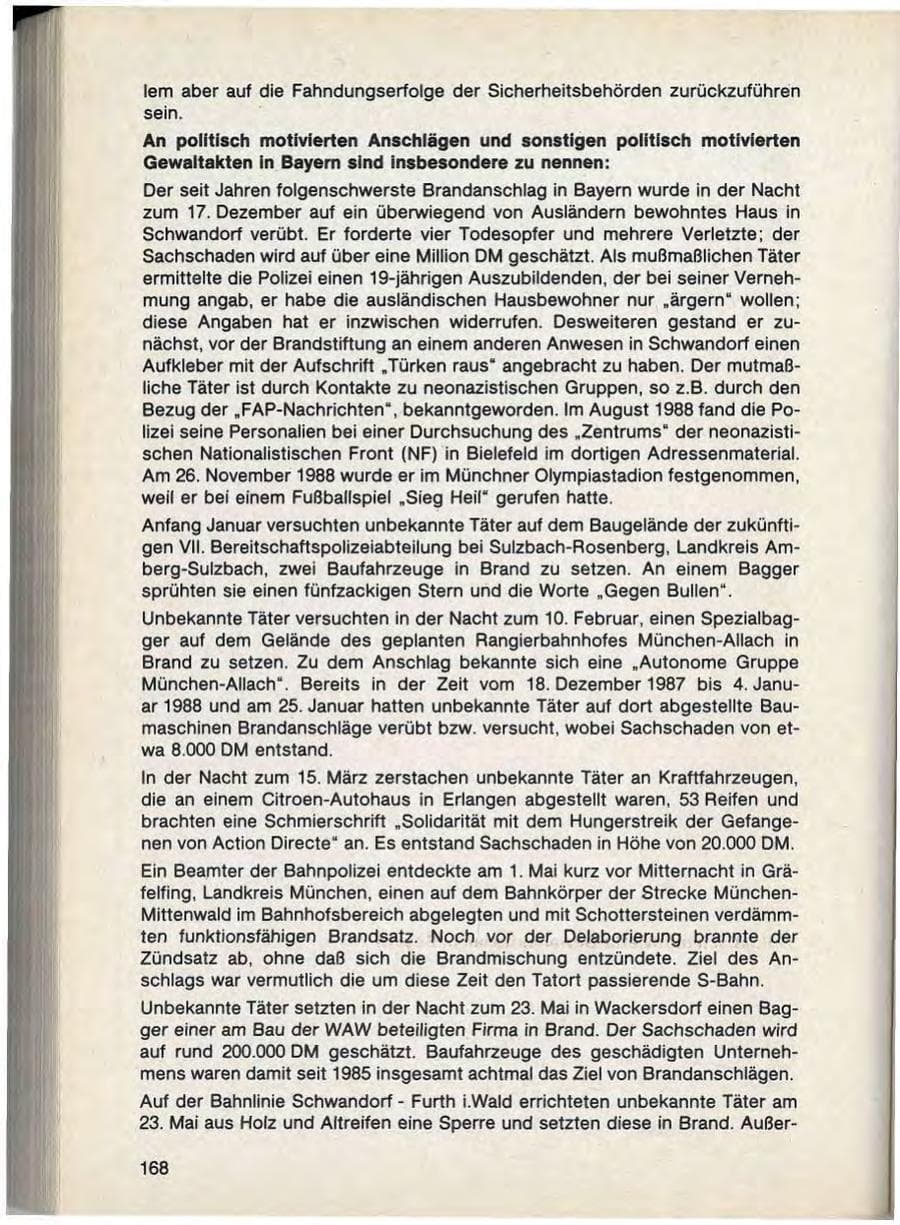Seite 172 des Verfassungsschutzbericht 1988 Bayern