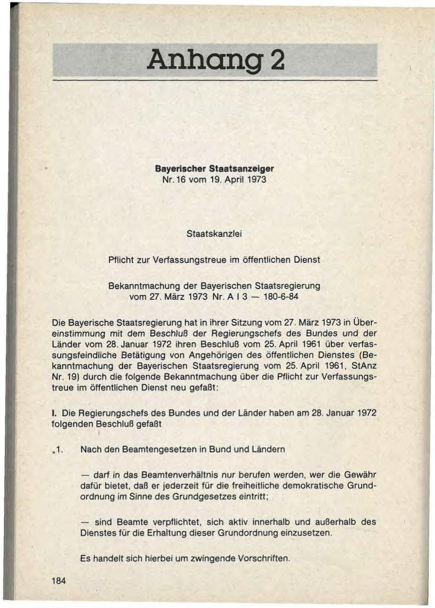 Seite 188 des Verfassungsschutzbericht 1988 Bayern