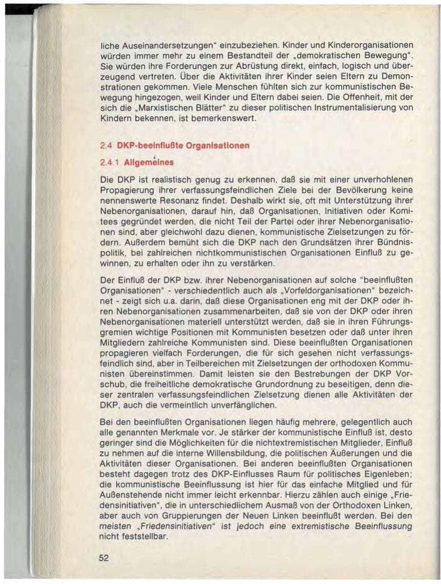 Seite 54 des Verfassungsschutzbericht 1988 Bayern