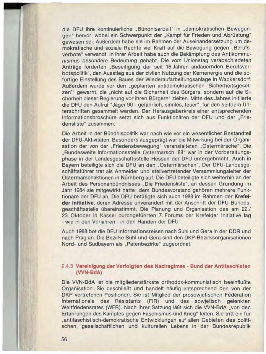 Seite 58 des Verfassungsschutzbericht 1988 Bayern