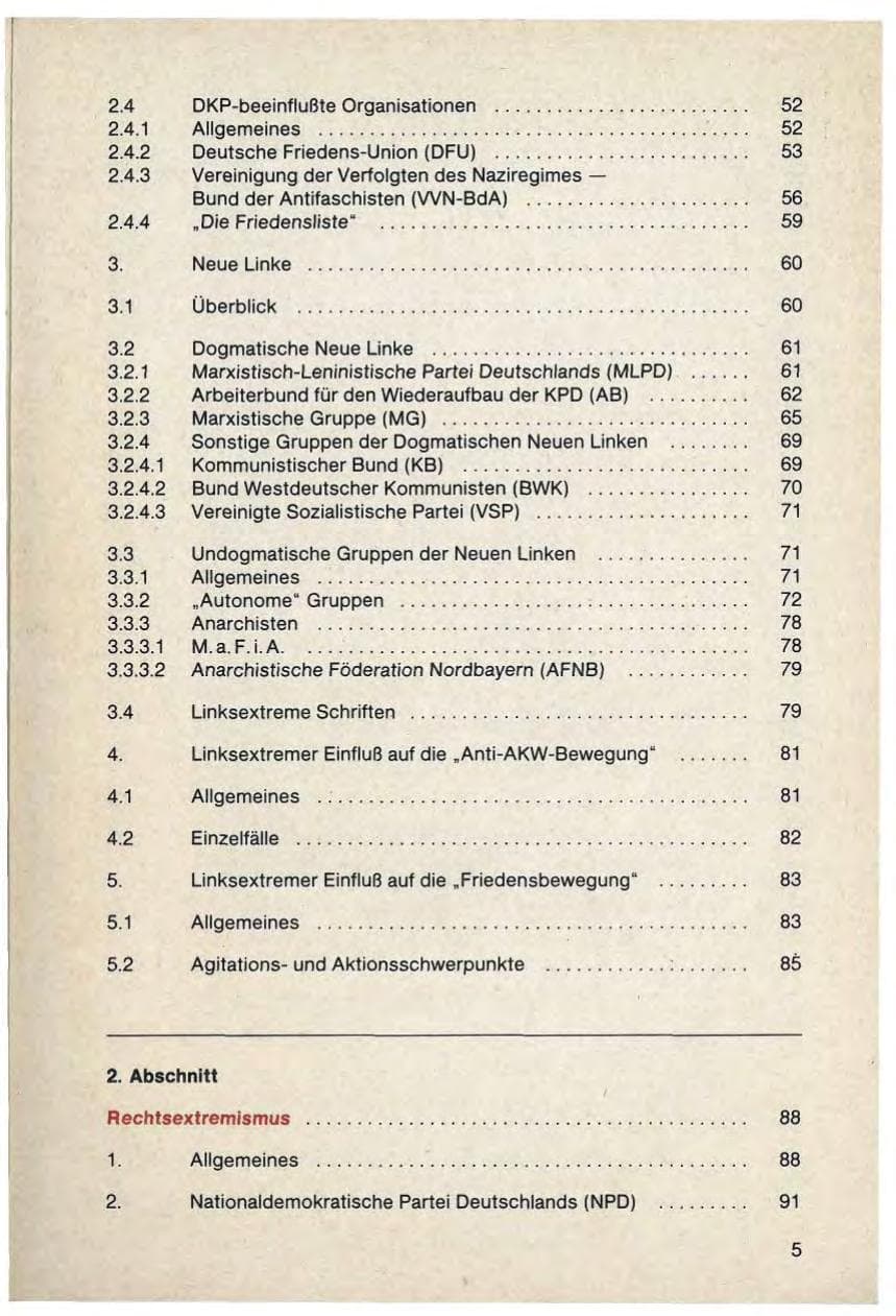 Seite 7 des Verfassungsschutzbericht 1988 Bayern