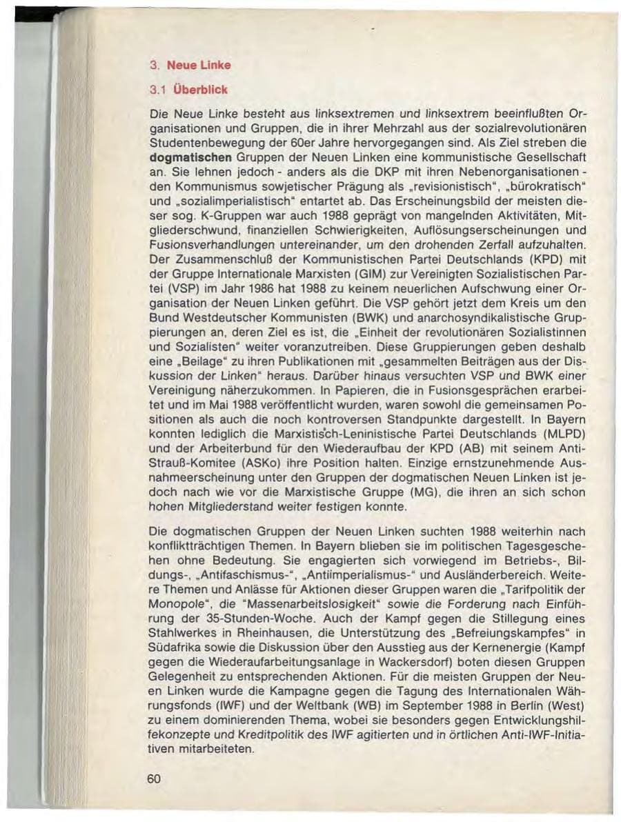 Seite 62 des Verfassungsschutzbericht 1988 Bayern