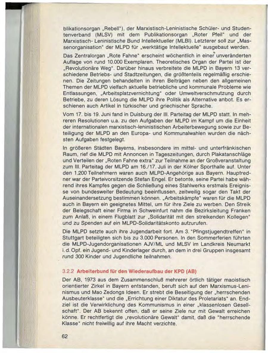 Seite 64 des Verfassungsschutzbericht 1988 Bayern