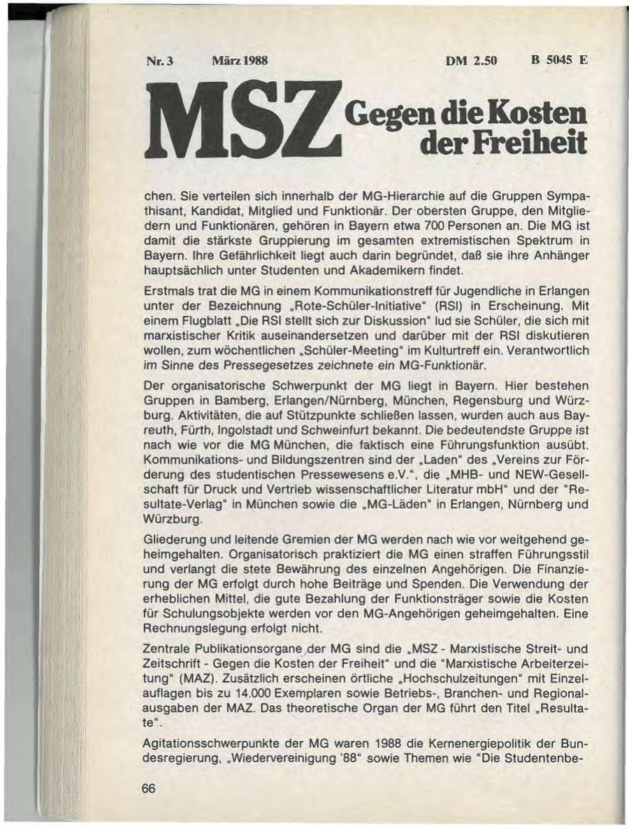 Seite 68 des Verfassungsschutzbericht 1988 Bayern