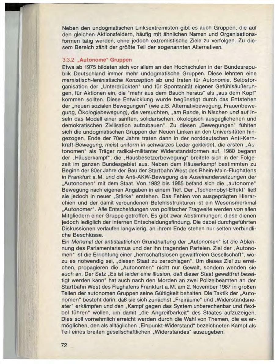 Seite 74 des Verfassungsschutzbericht 1988 Bayern