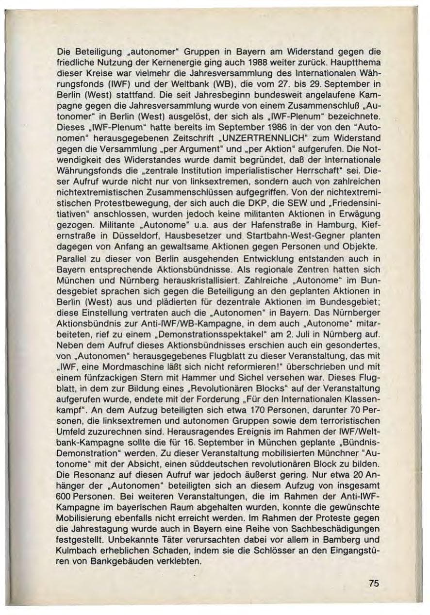 Seite 77 des Verfassungsschutzbericht 1988 Bayern