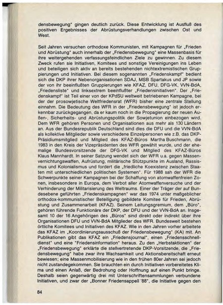 Seite 86 des Verfassungsschutzbericht 1988 Bayern