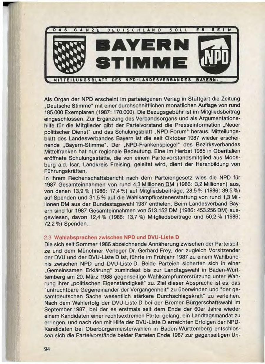 Seite 96 des Verfassungsschutzbericht 1988 Bayern