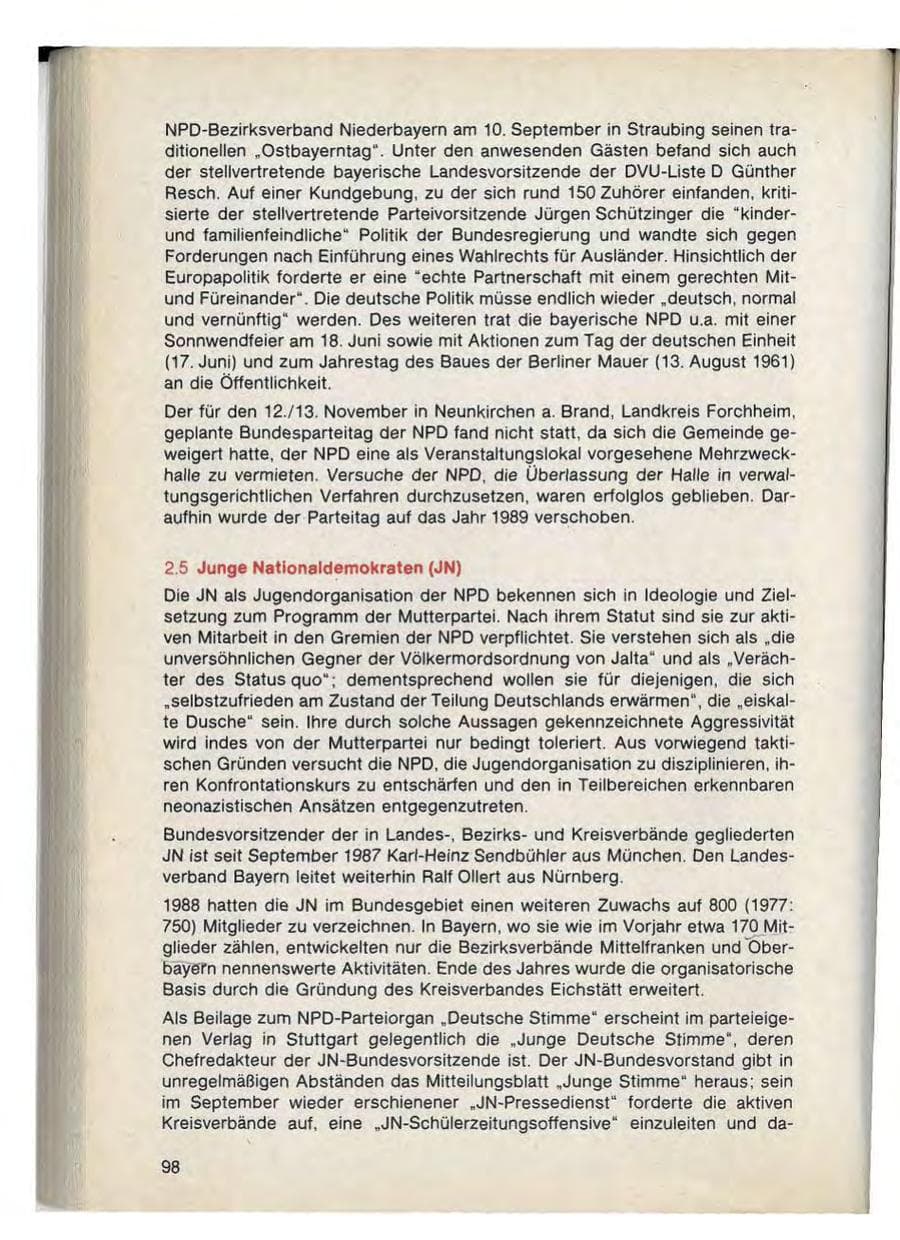 Seite 100 des Verfassungsschutzbericht 1988 Bayern