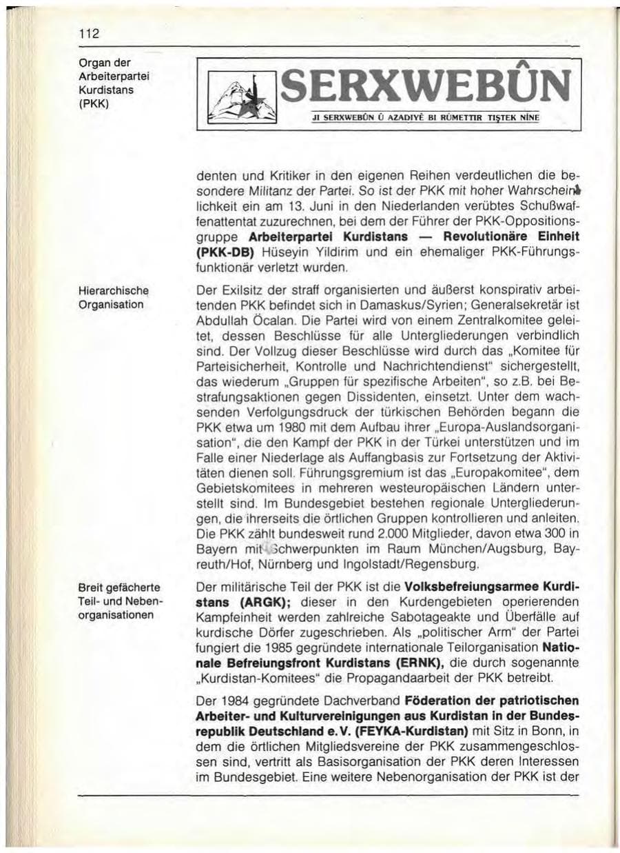 Seite 114 des Verfassungsschutzbericht 1989 Bayern