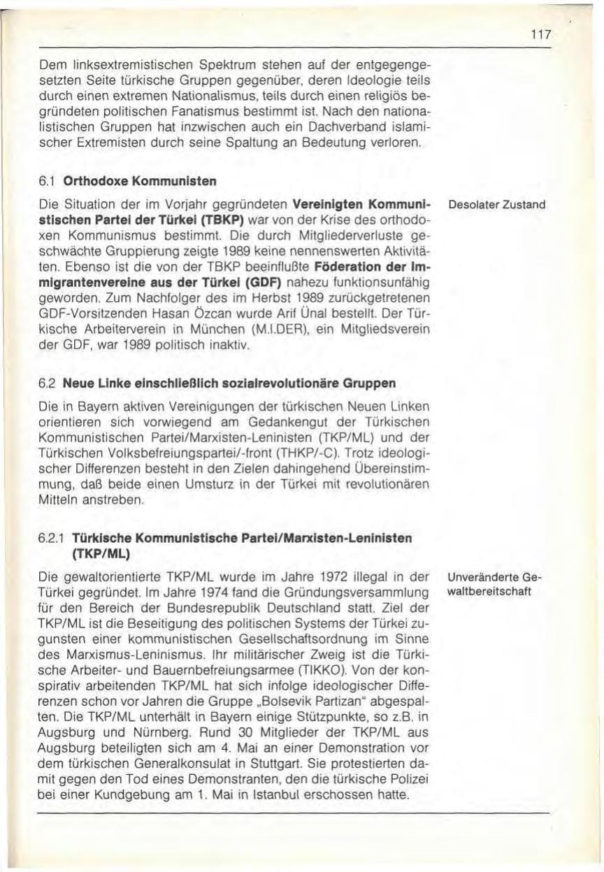 Seite 119 des Verfassungsschutzbericht 1989 Bayern