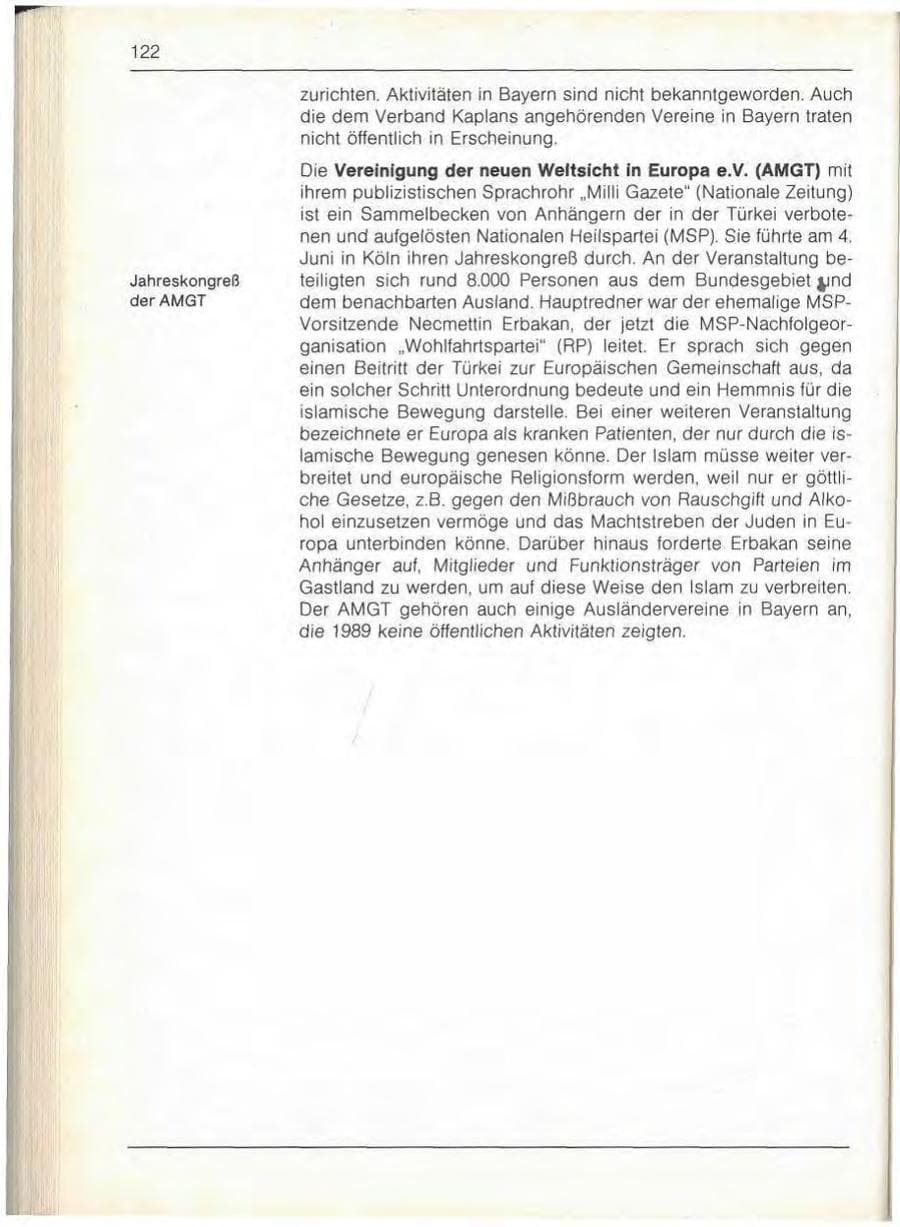 Seite 124 des Verfassungsschutzbericht 1989 Bayern