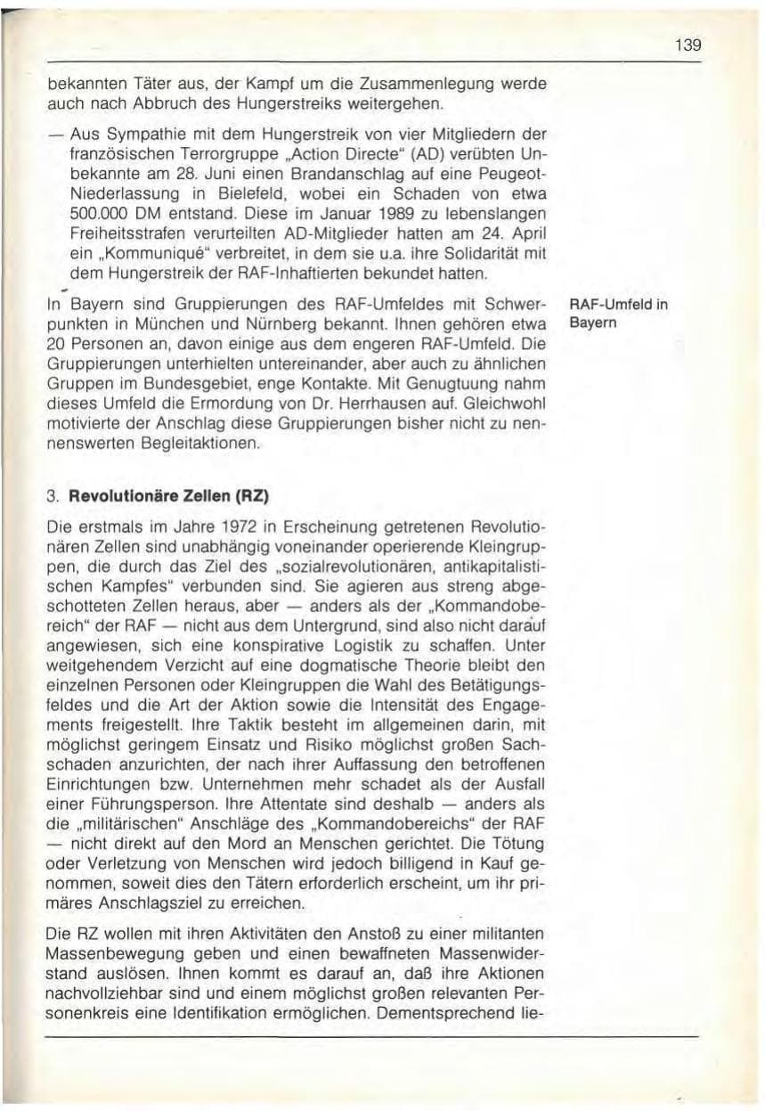 Seite 141 des Verfassungsschutzbericht 1989 Bayern