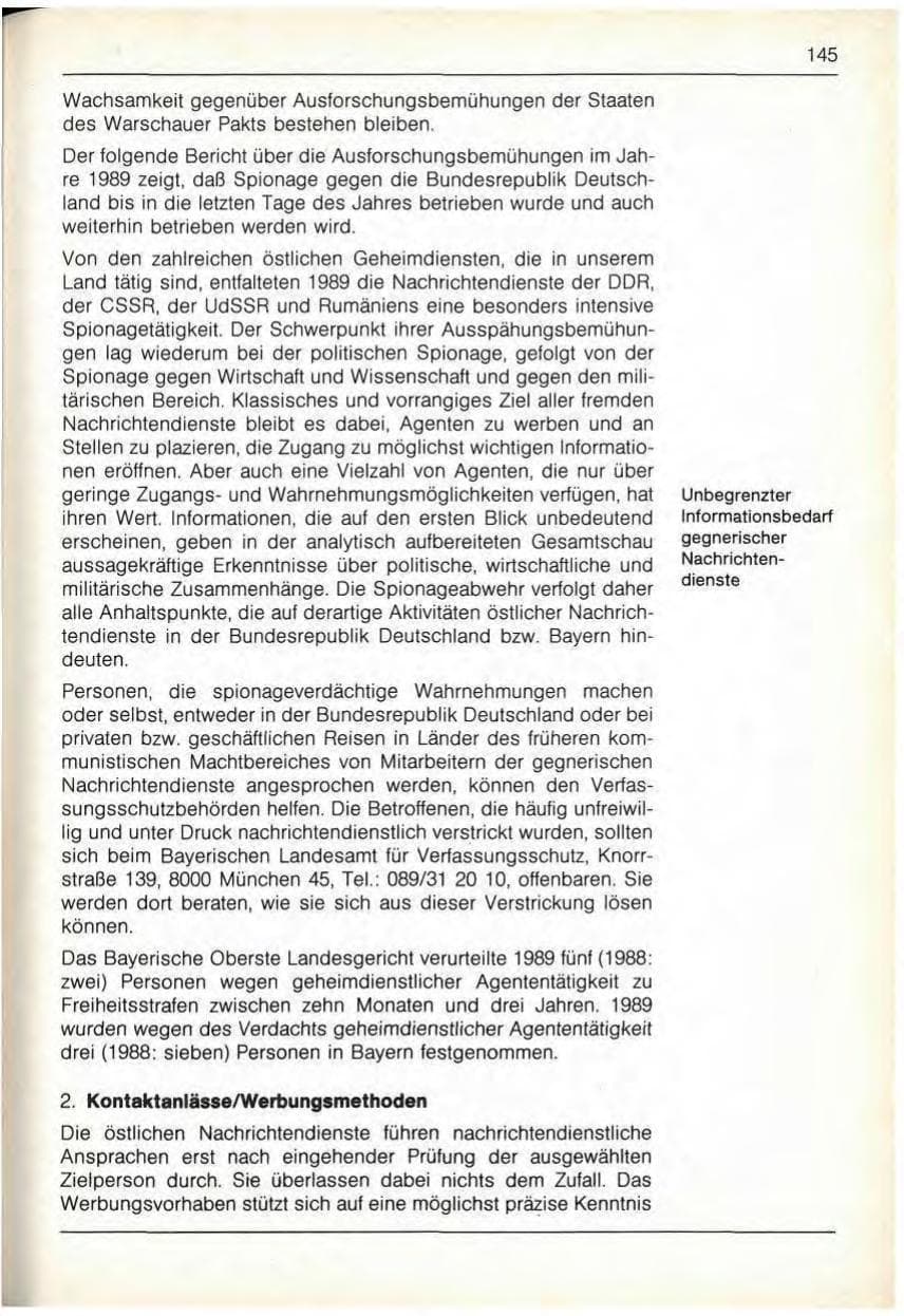 Seite 147 des Verfassungsschutzbericht 1989 Bayern