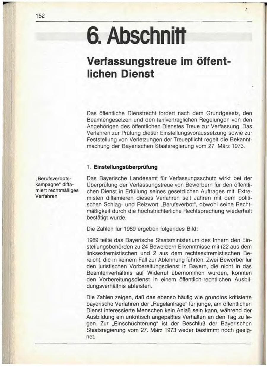 Seite 154 des Verfassungsschutzbericht 1989 Bayern